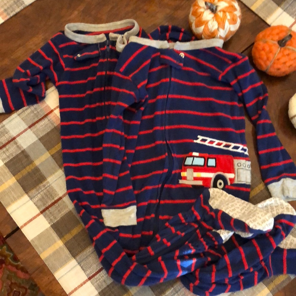 Carters 18 month fire truck jammies - two pair
